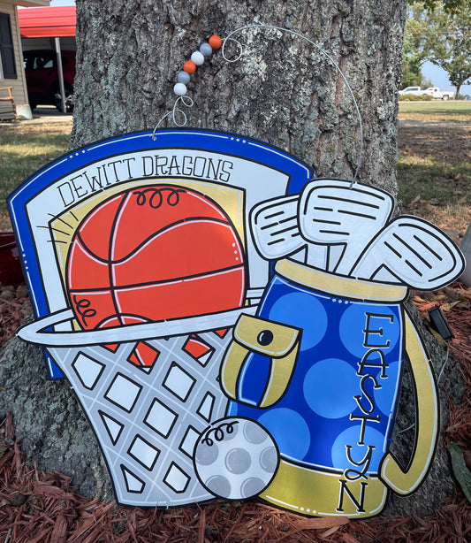 Multi Sport Basketball/Golf Sports Door Hanger