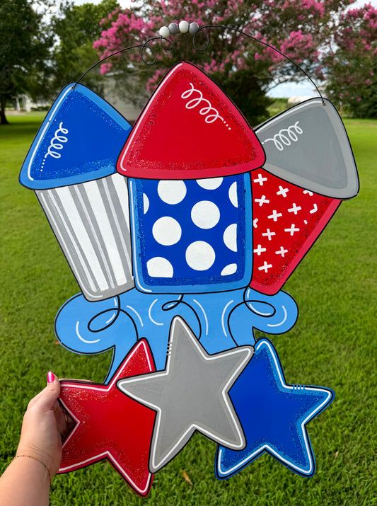 Fireworks 4th of July Door Hanger