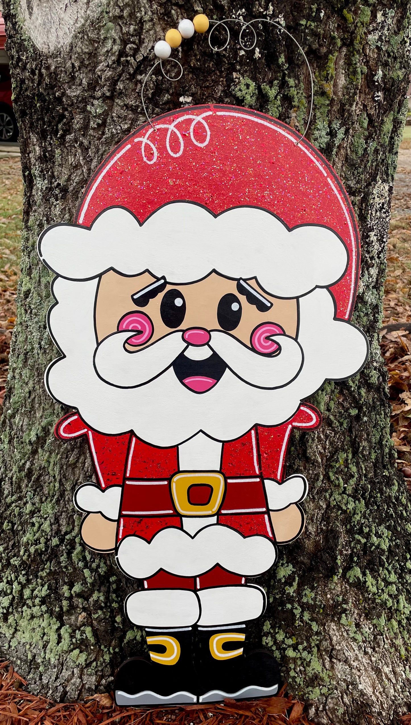 Full Body Glitter Santa Christmas Door Hanger