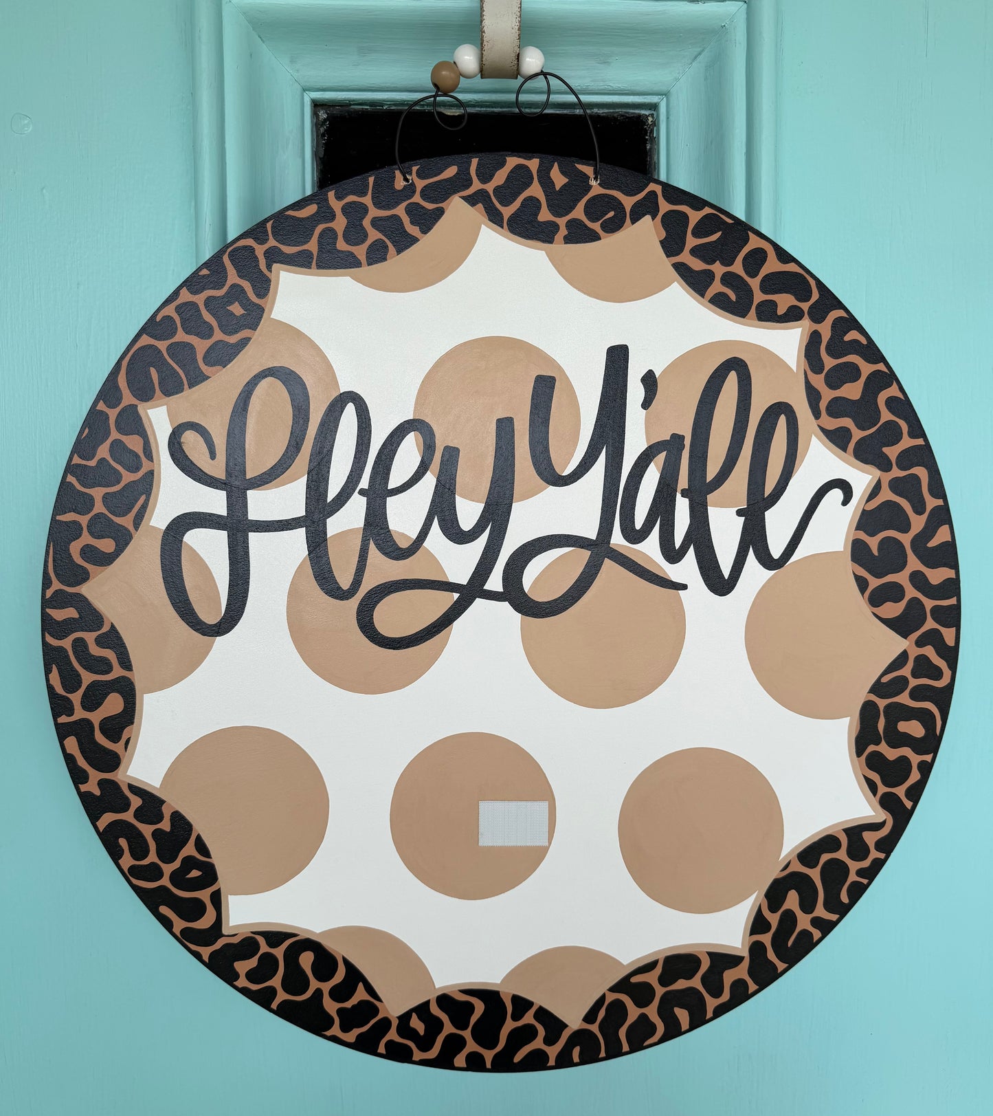 Hey Y'all Scallop Leopard Welcome Door Hanger for Attachments