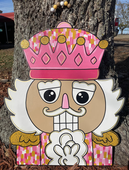 Pink Nutcracker Christmas Door Hanger
