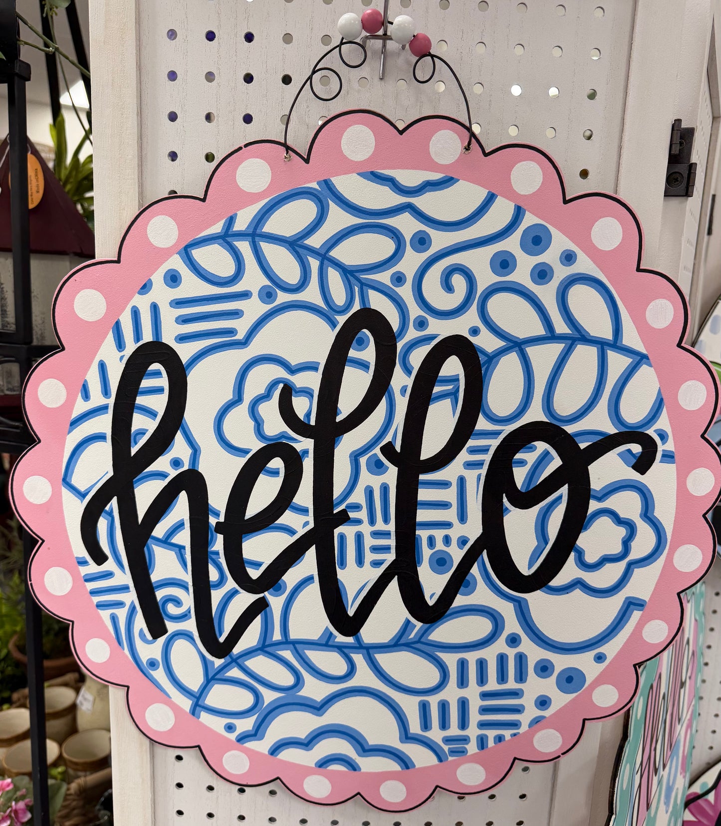 Scallop Edge Everyday Chinoiserie Hello Door Hanger