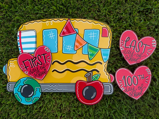 School Bus Back to School Picture Sign Bundle - Attachments Included