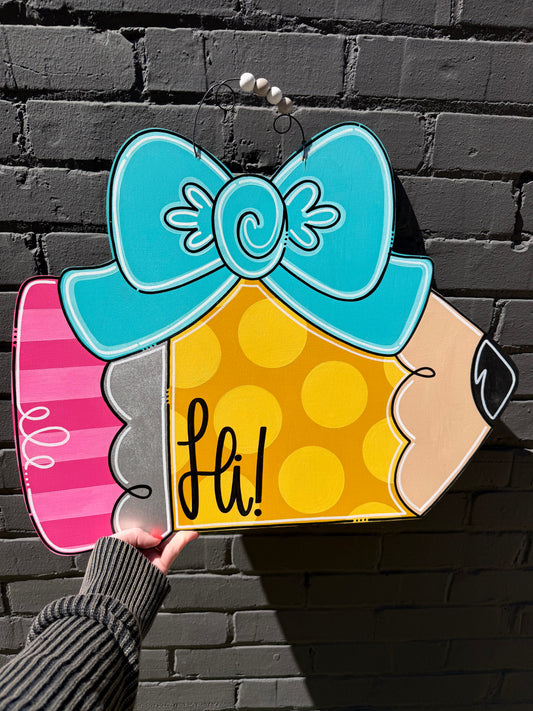 Teacher Pencil with Bow Door Hanger